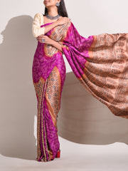 Purple Silk Bandhani Saree