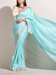 Sky Blue  Silk Gotta Patti Saree