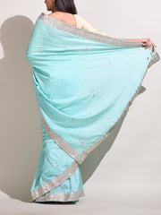 Sky Blue  Silk Gotta Patti Saree