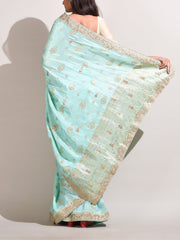 Sky Blue  Silk Gotta Patti Saree