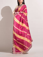 Pruple Silk Leheriya Saree