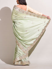 Mint Green Silk Gotta Patti Saree