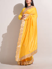 Yellow Silk Gotta Patti Saree