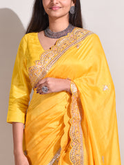 Yellow Silk Gotta Patti Saree