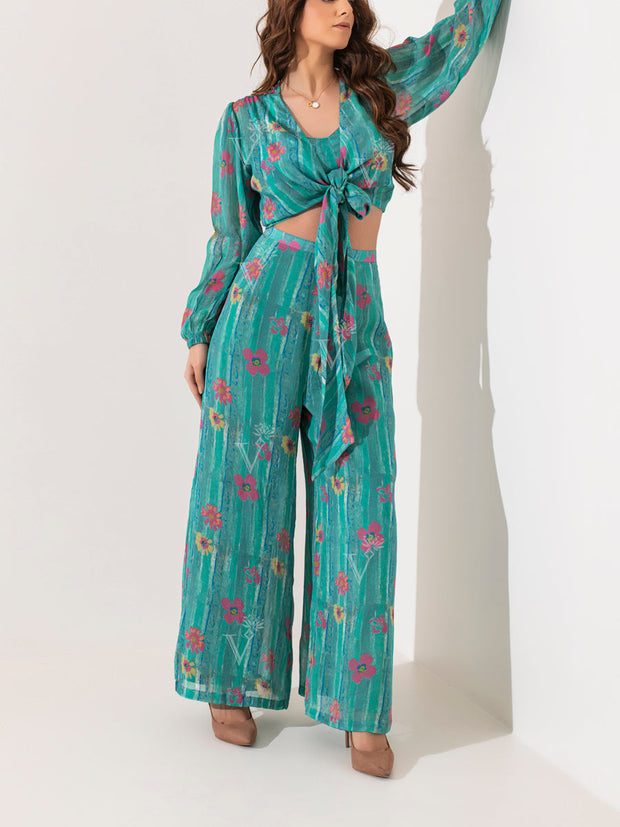 Sea green floral co-ord set