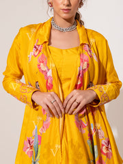 Mustard Yellow Asymmetric Jacket Set