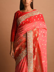 Peach Georgette Gota Patti Saree