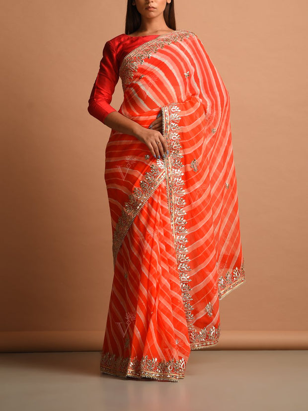 Saree, Sarees, Sari, Traditional, Traditional wear, Traditional outfit, Leheriya, Leheriya saree, Georgette, Georgette saree, Festive wear, Jaipuri, Rajasthani