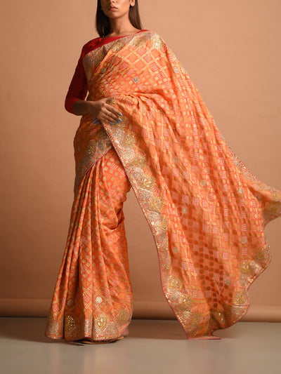 Light Orange Georgette Realzari Saree