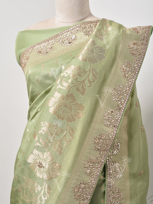 Green Banarasi Gotta Patti Saree