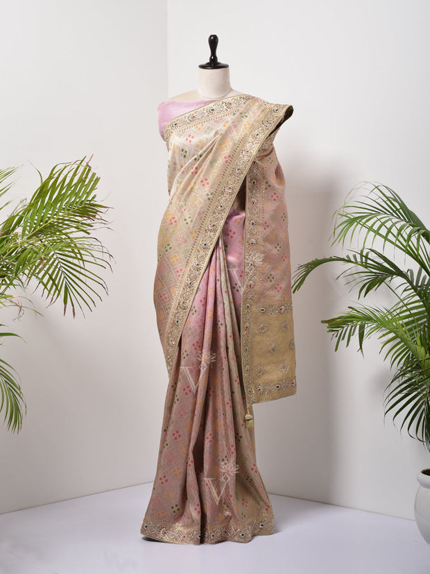 Peach Banarasi Gotta Patti Saree