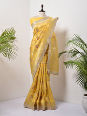 Yellow Banarasi Gotta Patti Saree