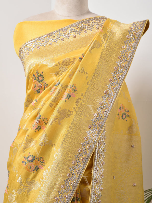 Yellow Banarasi Gotta Patti Saree