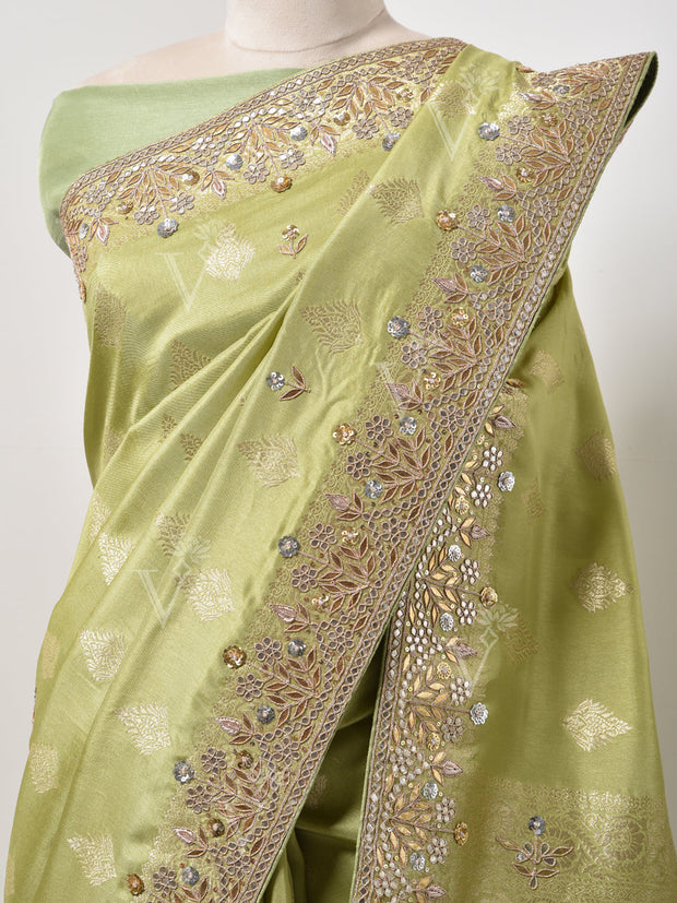 Green Banarasi Gotta Patti Saree