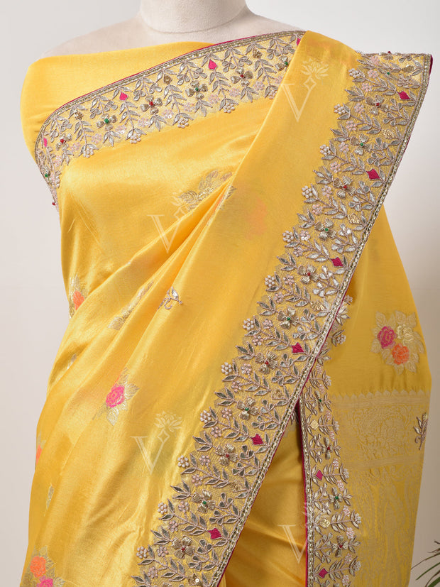 Yellow Banarasi Gotta Patti Saree