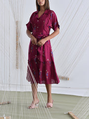 Wine Vasansi Silk Dress