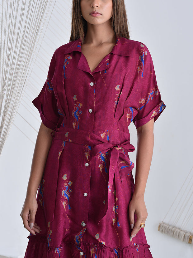 Wine Vasansi Silk Dress