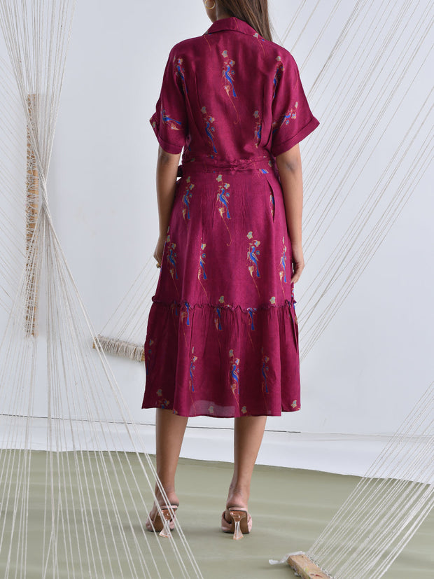 Wine Vasansi Silk Dress