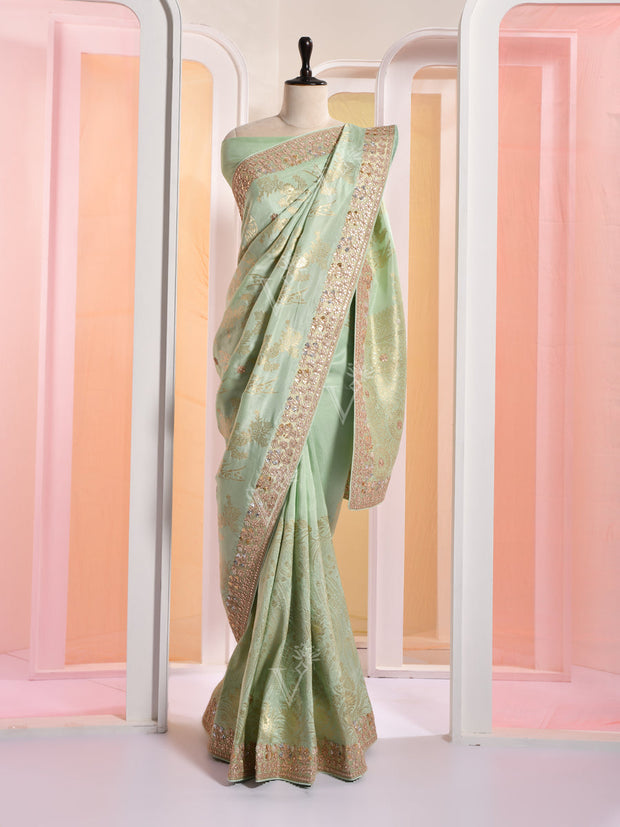 Sea Green Banarasi Gotta Patti Saree