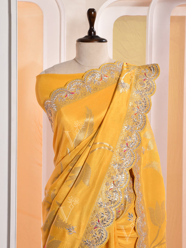 Yellow Banarasi Silk Gotta Patti Saree