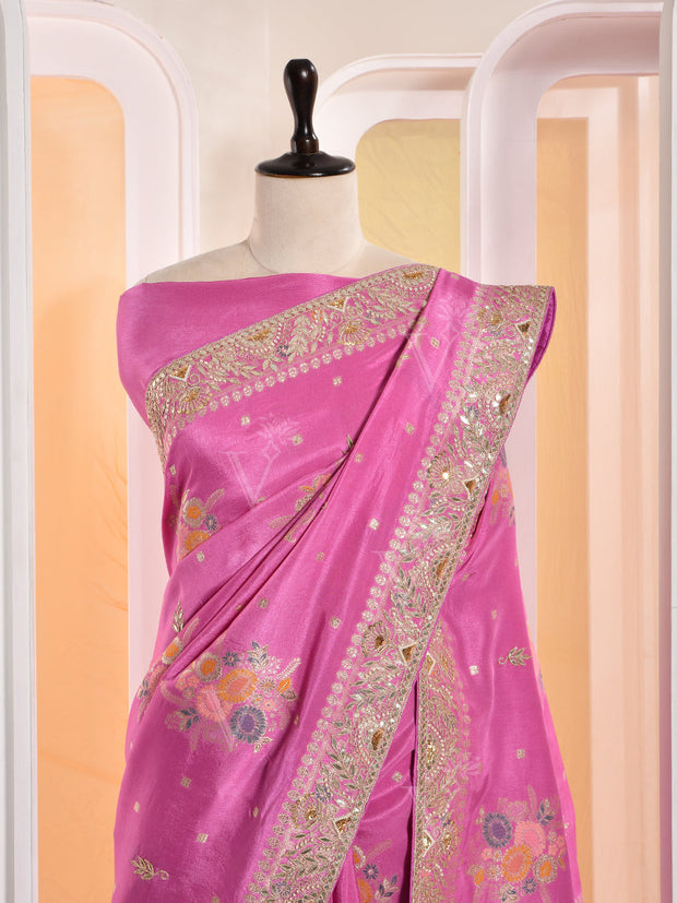 Purple Banarasi Silk Gotta Patti Saree