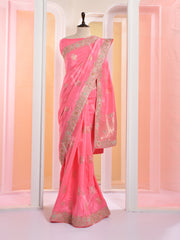 Pink Banarasi Silk Gotta Patti Saree