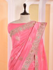 Pink Banarasi Silk Gotta Patti Saree