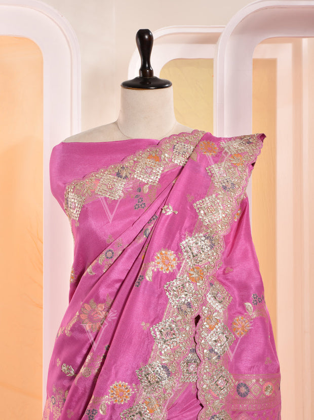 Mouve Banarasi Silk Gotta Patti Saree