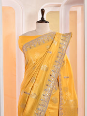 Yellow Banarasi Silk Gotta Patti Saree