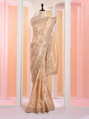 Beige Banarasi Silk Gotta Patti Saree