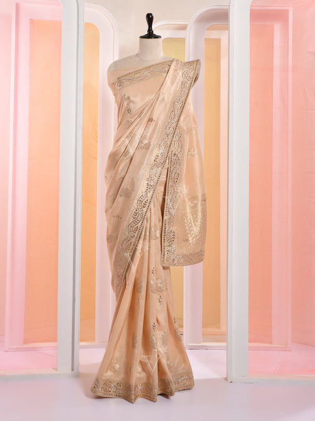 Beige Banarasi Silk Gotta Patti Saree