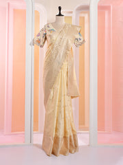 Lemon Tussar Silk Gotta Patti Saree