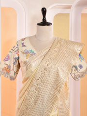 Lemon Tussar Silk Gotta Patti Saree