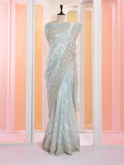 Sky Blue Organza Gotta Patti Saree