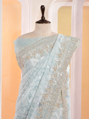 Sky Blue Organza Gotta Patti Saree