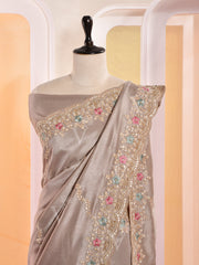 Grey Vasansi Silk Gotta Patti Saree