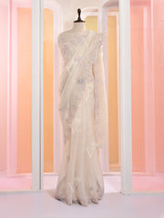 Off White Organza Gotta Patti Saree