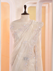 Off White Organza Gotta Patti Saree