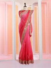 Shaded Pink Satin Gotta Patti Saree