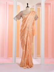 Peach Tussar Silk Gotta Patti Saree