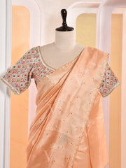 Peach Tussar Silk Gotta Patti Saree