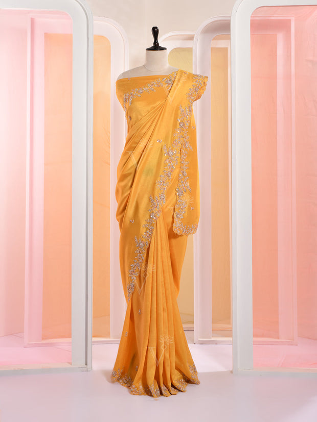 Yellow Vasansi Silk Gotta Patti Saree