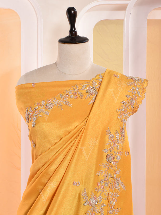 Yellow Vasansi Silk Gotta Patti Saree