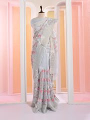 Sky Blue Linen Gotta Patti Saree