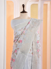 Sky Blue Linen Gotta Patti Saree