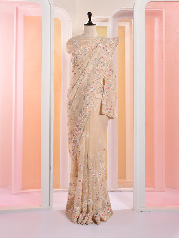 Cream Organza Gotta Patti Saree