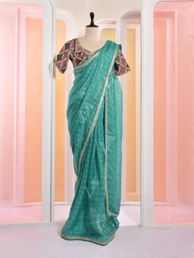 Green Organza Gotta Patti Saree