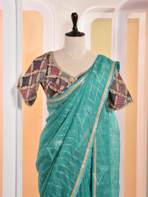 Green Organza Gotta Patti Saree