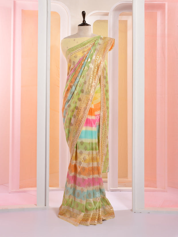 Multi Color Georgette Gotta Patti Saree