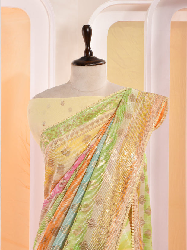 Multi Color Georgette Gotta Patti Saree